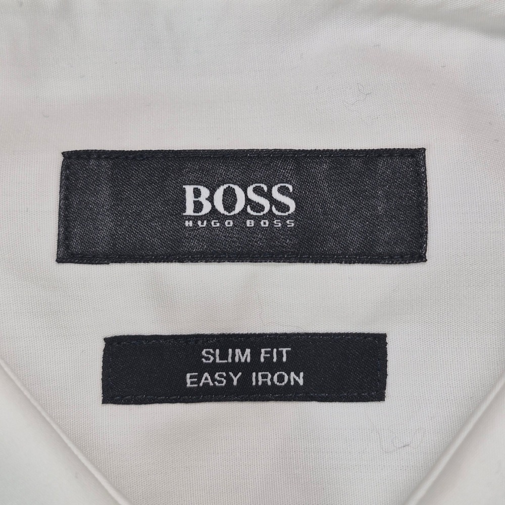 Hugo Boss Dress Shirt Mens 17 White Jenno Slim Fit Easy Iron - Picture 3 of 12